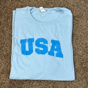 Light Blue USA Graphic Hanes T-Shirt